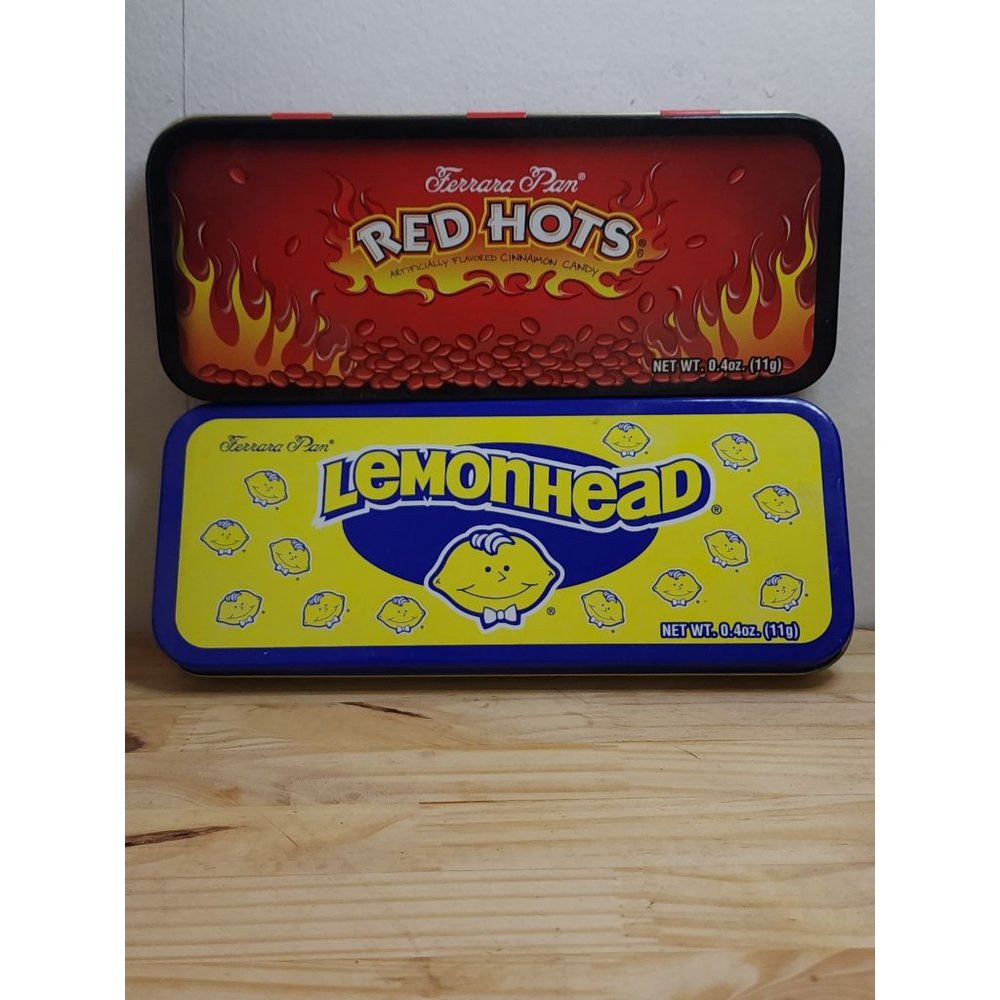 Ferrara Pan Red Hots Lemonheads Candy Pencil Case Tin - Collectible